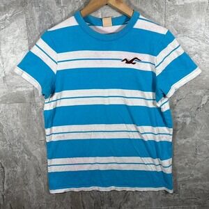 Y2K Hollister blue & white striped t-shirt Men's  Size M #striped #summer